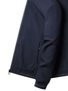 Men Zip Up Coat - Navy Blue - View 5