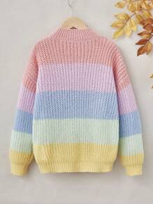 SHEIN Cô gái Tween Khối màu Thả vai Áo len - Nhiều màu - Xem 2