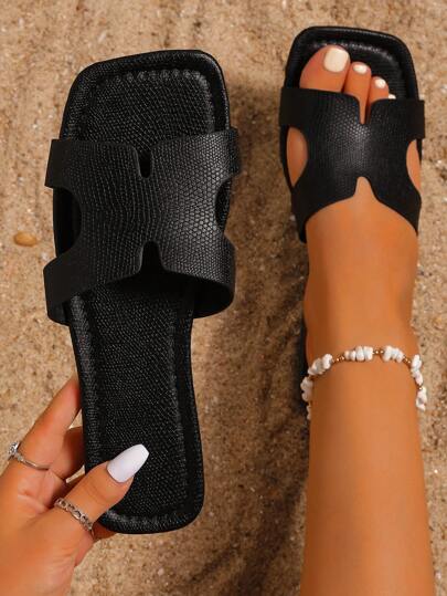 韩式休闲平底一脚蹬女式凉鞋，夏季露趾编织罗马凉鞋，适合户外、海滩、休闲装搭配裙子，白色、米色、黑色、橙色、黄色、紫色、灰色、金色、银色、蓝色、绿色、粉色、棕色、豹纹、正式、度假、海军蓝、闪亮、系带、闪光