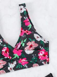 印花側抽繩比基尼泳裝 - 彩色 - 查看 3