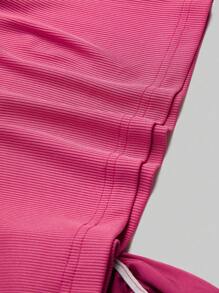 Aveloria Rosie Top corto con un hombro y ribete de volantes para fiestas y vacaciones, camisetas lindas y divertidas - Rosa Fucsia - Ver 4