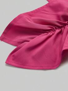 Aveloria Rosie Top corto con un hombro y ribete de volantes para fiestas y vacaciones, camisetas lindas y divertidas - Rosa Fucsia - Ver 5