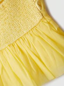 GENKIRA 素色荷葉邊抹胸上衣 - 黃色 - 查看 5