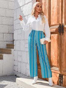 Aveloria Pantalones con estampado de rayas con bolsillo oblicuo