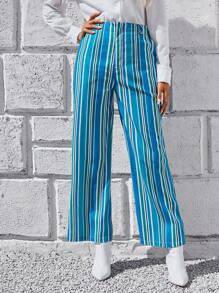 Aveloria Pantalones con estampado de rayas con bolsillo oblicuo