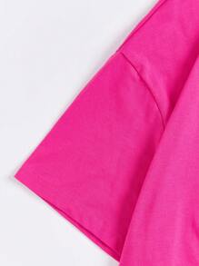 Teen Girls Slogan & Butterfly Print Tee - Hot Pink - View 3