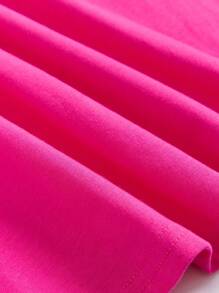 SHEIN CURVE+ 加大碼汽車和浪印花下垂肩t恤 - 玫紅色 - 查看 4