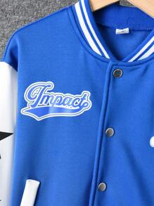 Cậu bé Tween Đồ họa Chữ cái Hai âm Áo khoác Đại học & Quần nỉ Không có áo Hoodie - Màu xanh hải quân - Xem 4