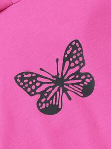 SHEIN 女大童吊帶洋裝&蝴蝶圖案落肩袖連帽衫 - 彩色 - 查看 5