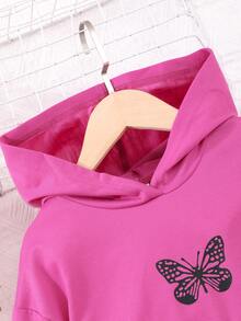 SHEIN 女大童吊帶洋裝&蝴蝶圖案落肩袖連帽衫 - 彩色 - 查看 6