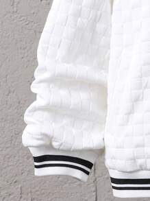 SHEIN Tween Boy Letter Graphic Striped Trim Hooded Jacket & Sweatpants - Multicolor - View 4