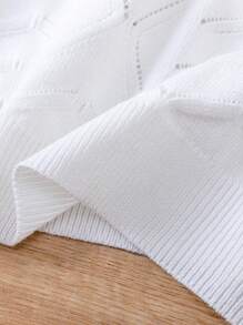 SHEIN Tween Girl Cut Out Lantern Sleeve Jumper - White - View 3