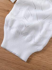 SHEIN Tween Girl Cut Out Lantern Sleeve Jumper - White - View 4