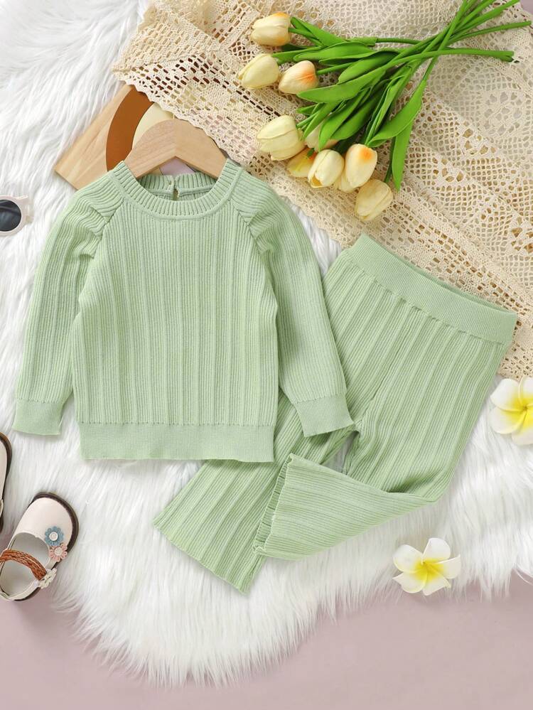 Baby Girl Raglan Sleeve Sweater & Knit Pants