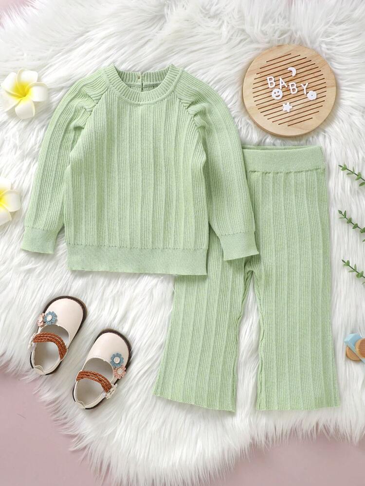 Baby Girl Raglan Sleeve Sweater & Knit Pants