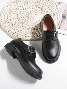 Boys Buckle Decor Flats For Outdoor - Black - View 2