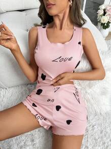 SHEIN 愛心和字母圖案睡衣套裝 - 彩色 - 查看 4