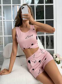 SHEIN 愛心和字母圖案睡衣套裝 - 彩色 - 查看 7