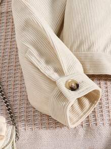 SHEIN Chica preadolescente Camisa con diseño de solapa & Mono de color combinado - Albaricoque - Ver 6