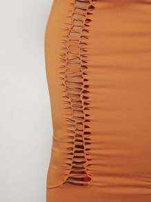SHEIN SXY Solid Cut Out Backless Halter Bodycon Dress