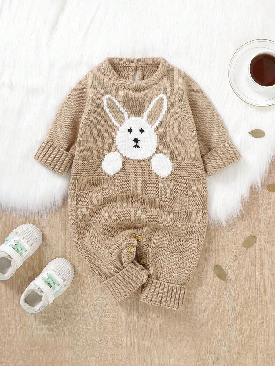 Baby Girl Rabbit Pattern Knit Jumpsuit | SHEIN USA