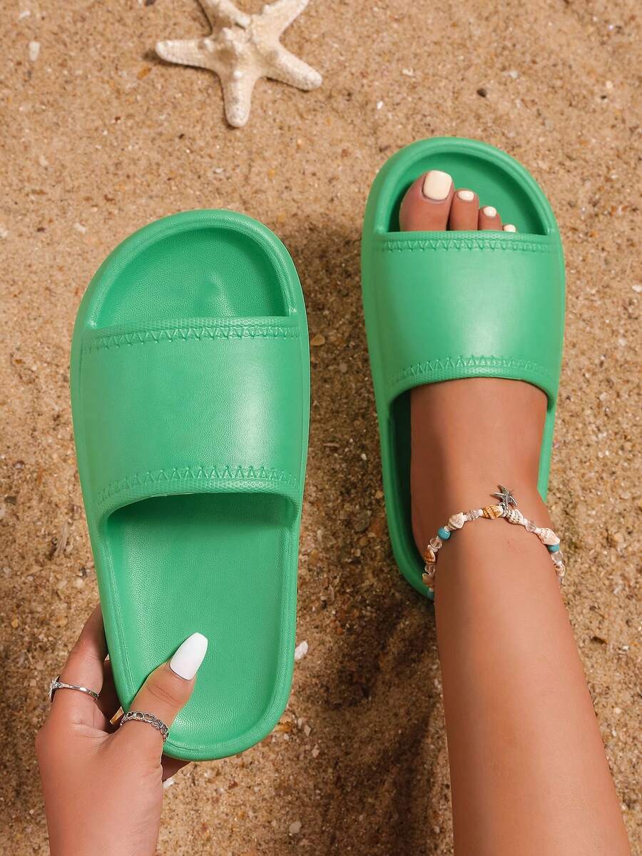 de mujeres de moda de plástico Zapatillas , cómodo para actividades al aire libre - Verde - Ver 1