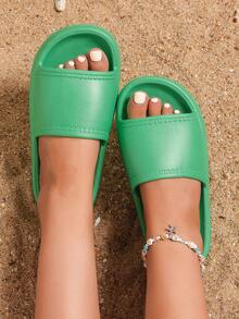 de mujeres de moda de plástico Zapatillas , cómodo para actividades al aire libre - Verde - Ver 3