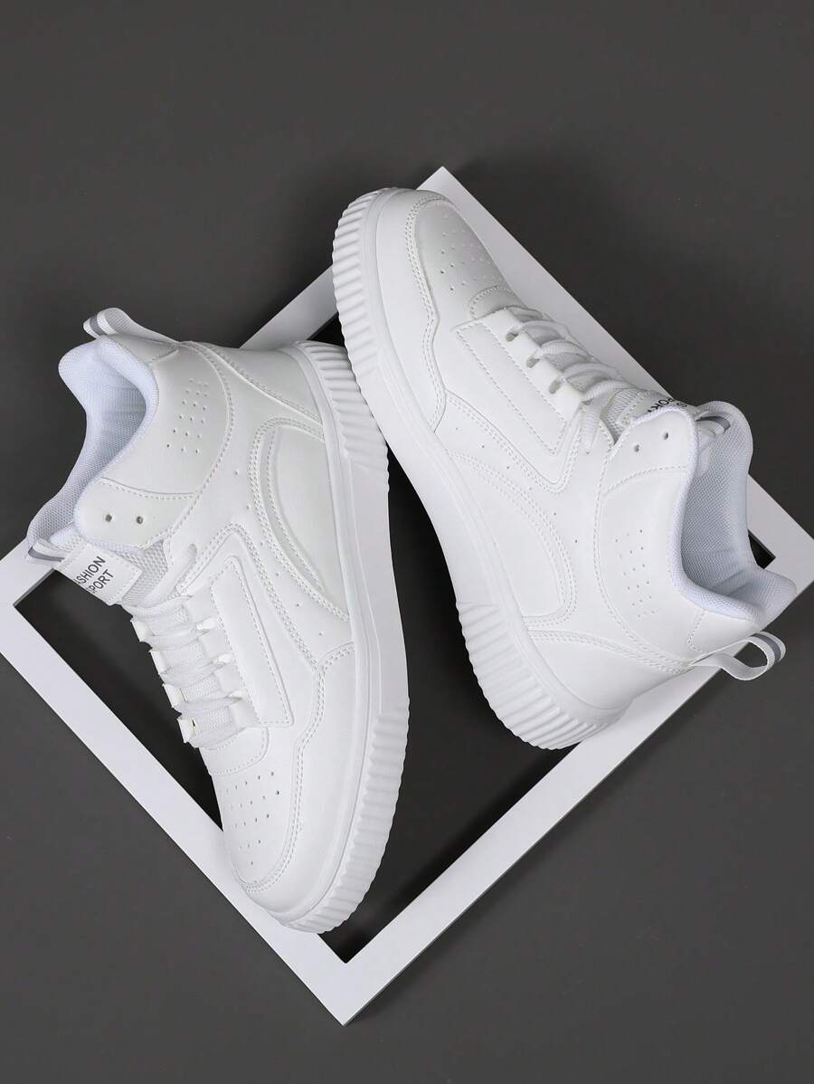 Thoải mái Trắng Kích thước lớn Nam Cao-top Thể thao Giày thể thao - trắng - Xem 1