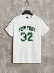 Manfinity Campus Court 男士字母圖案T恤&腰部抽繩短褲 - 彩色 - 查看 7