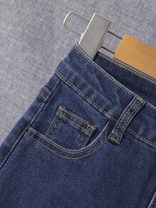 SHEIN Tween Boy Ripped Frayed Jeans - Dark Wash - View 5