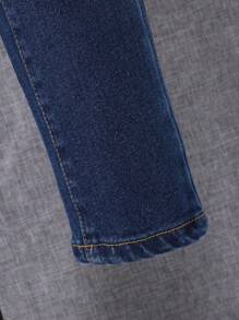 SHEIN Tween Boy Ripped Frayed Jeans - Dark Wash - View 6