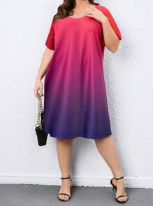 SHEIN LUNE Vestido de ombré de cuello V - Multicolor - Ver 1
