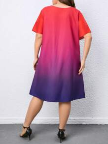 SHEIN LUNE Vestido de ombré de cuello V - Multicolor - Ver 2