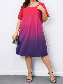 SHEIN LUNE Vestido de ombré de cuello V - Multicolor - Ver 3