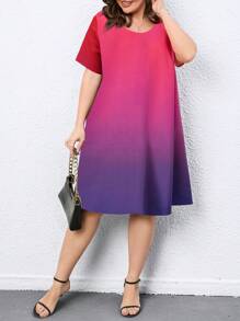 SHEIN LUNE Vestido de ombré de cuello V - Multicolor - Ver 4