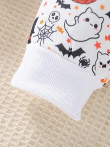 SHEIN 女小童萬聖印花衛褲 - 白色 - 查看 3