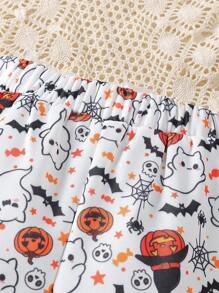 SHEIN 女小童萬聖印花衛褲 - 白色 - 查看 4