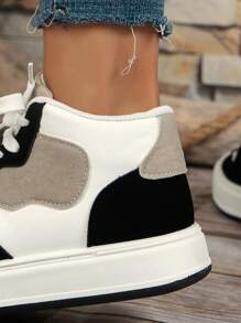 撞色高幫平底鞋底運動休閒鞋,舒服的和多用途 - 彩色 - 查看 6