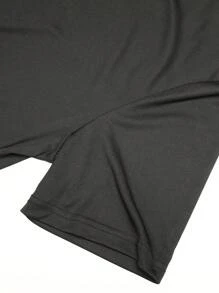 Manfinity Homme Camisetas de hombre con cuello redondo ajustadas, manga corta, gráficos y estampados casuales y simples para verano de poliéster - Negro - Ver 6