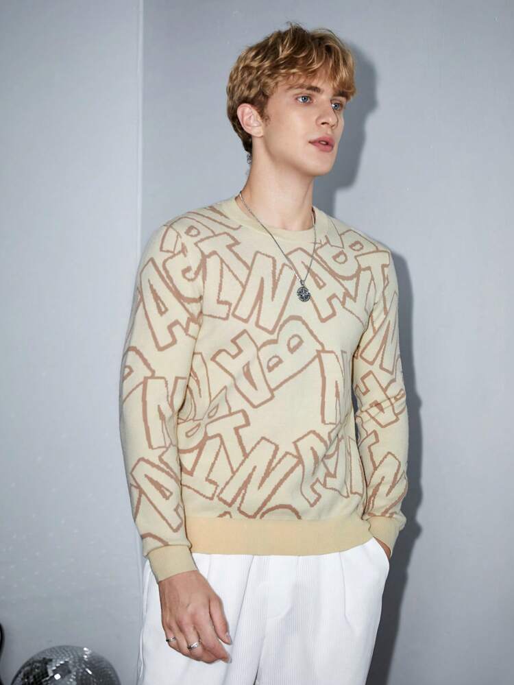 Men Letter Pattern Sweater