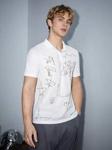 Manfinity RebelGame Men Radish Print Polo Shirt - White - View 5