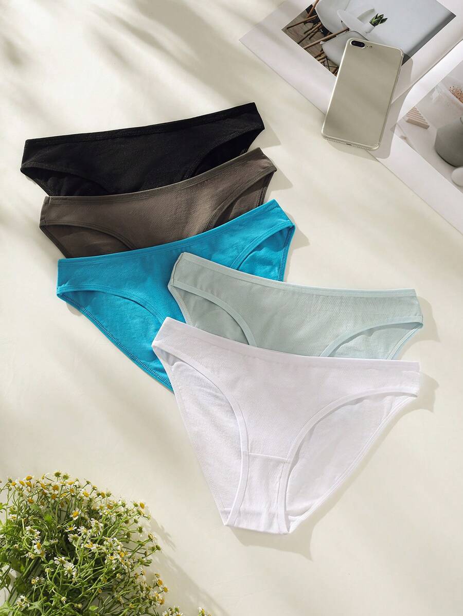 SHEIN 5pack Plain Simple Brief - Multicolor - View 1
