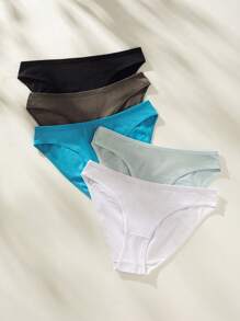 SHEIN 5pack Plain Simple Brief - Multicolor - View 4