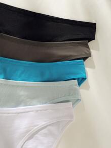 SHEIN 5pack Plain Simple Brief - Multicolor - View 5