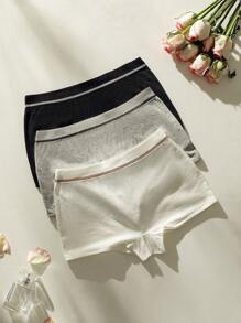 SHEIN 3入組撞色滾邊平角褲 - 彩色 - 查看 3