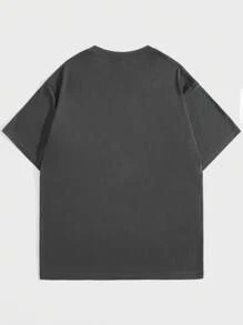 ROMWE MEN Street Life Các bạn Đồ họa Khẩu hiệu Áo thun - Xám - Xem 2