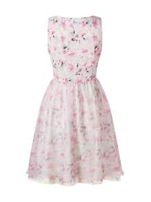 SHEIN Unity Floral Print Mesh Overlay Dress