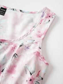 SHEIN Unity Floral Print Mesh Overlay Dress