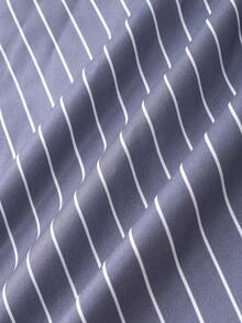 SHEIN Unity Striped Print Lapel Neck Blazer & Skirt - Grey - View 5