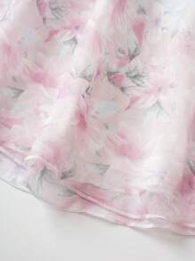 SHEIN Unity Floral Print Mesh Overlay Dress